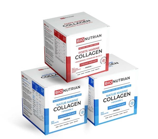 Bionutrian Forte Marine Collagen + Bionutrian Natur Marine Collagen, kolagén v prášku